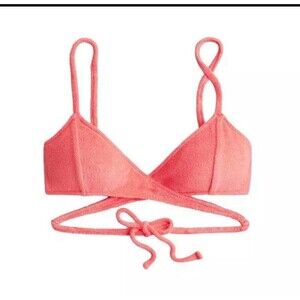 J. Crew Women's Double String Triangle Bikini Top Terry Coral BK551
